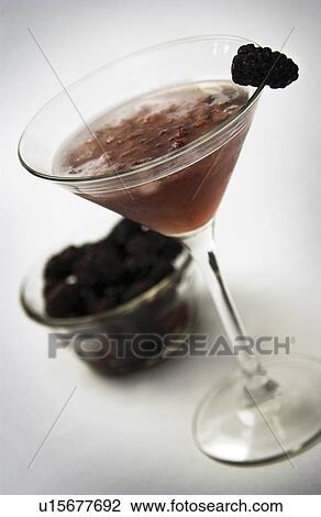 Stock Image - Blackberry martini. Fotosearch