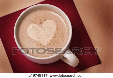 Stock Photo - Coffee with heart in center. Fotosearch