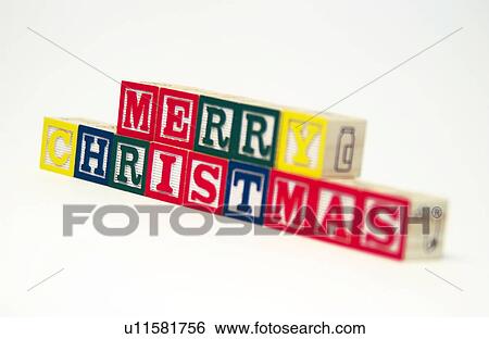 Stock Photograph - Blocks spelling Merry Chrismas. Fotosearch
