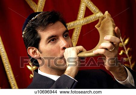 Man blowing shofar View Large Photo Image Picture - Man blowing shofar. Fotosearch