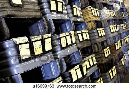 Stock Image - Parts bins in factory. Fotosearch