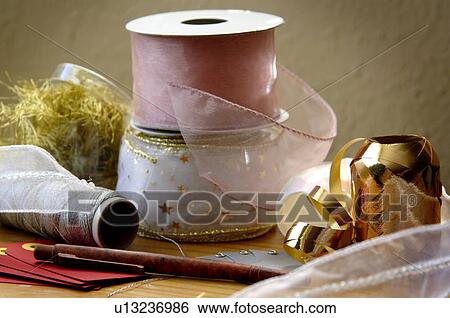 Gift wrapping supplies View Large Photo Image Stock Photograph - Gift wrapping supplies. Fotosearch