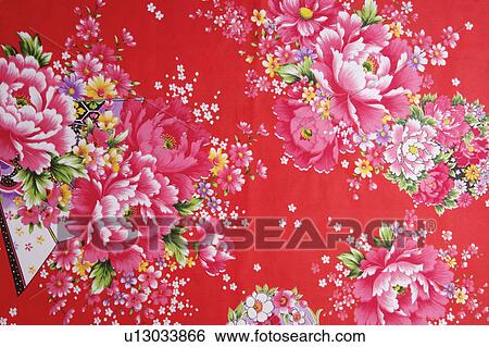 Stock Photograph - Printed cotton, close-up. Fotosearch