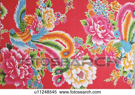 Stock Photography - Printed cotton, close-up. Fotosearch
