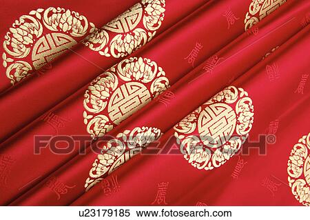 Stock Photography - Printed silk, close-up. Fotosearch