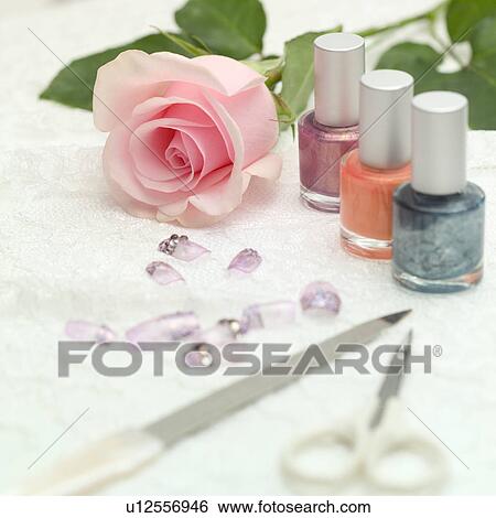 Stock Photograph - Rose and beauty care accessories. Fotosearch
