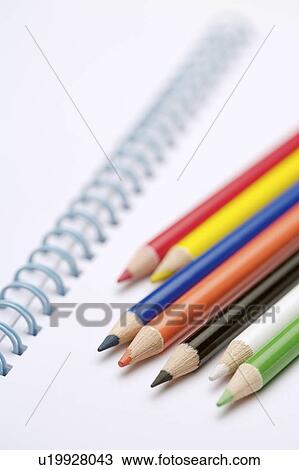 Color pencils on notebook View Large Photo Image Stock Image - Color pencils on notebook. Fotosearch