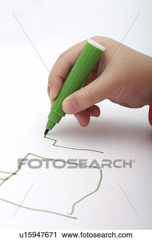 Stock Image - Drawing with color pen. Fotosearch