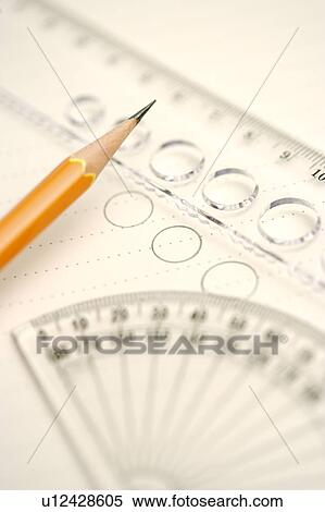 Stock Photography - Pencil, ruler and protractor. Fotosearch