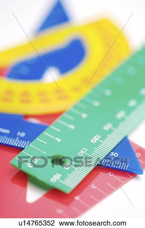 Stock Image - Ruler, triangles and protractor. Fotosearch
