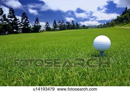 Stock Photo - Golf ball on tee. Fotosearch