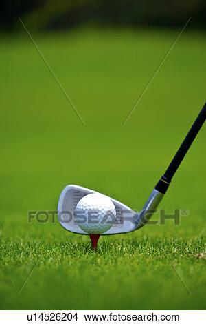 Golf club against golf ball, ground view, close up View Large Photo Image Picture - Golf club against golf ball, ground view, close up . Fotosearch
