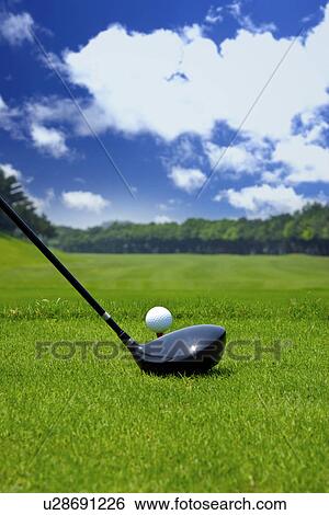 Golf club and golf ball, ground view, close up View Large Photo Image Stock Photograph - Golf club and golf ball, ground view, close up . Fotosearch