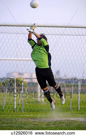 Football goalie diving for ball View Large Photo Image Stock Photograph - Football goalie diving for ball. Fotosearch