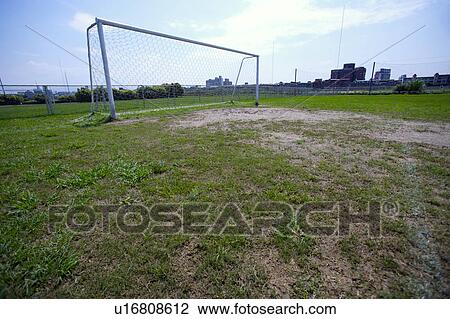 Stock Image - Goal Net on a Football Pitch . Fotosearch