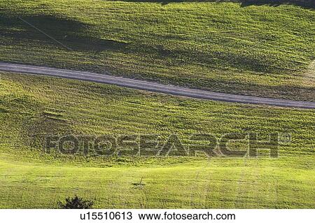 Stock Image - A road in a field, Penticton, B. C.. Fotosearch