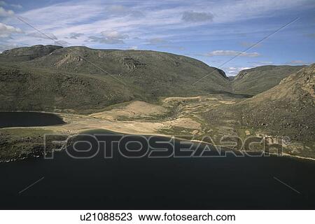 Stock Image - Aerial view, Qaungnat Lake area, Ukkusiksalik National Park, Wager Bay, Nunavut, Canada. Fotosearch