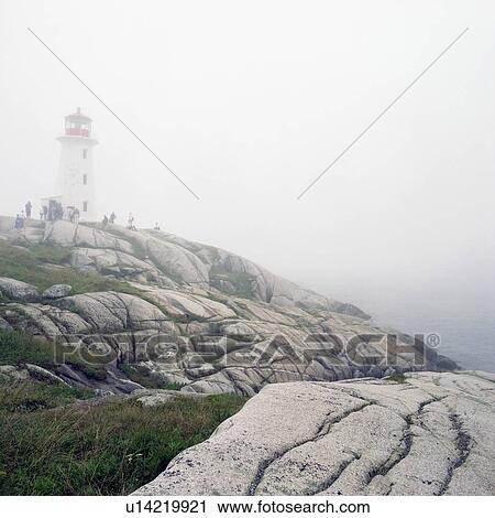 Lighthouse In Fog, Peggy's Cove, Nova Scotia. View Large Photo Image Stock Image - Lighthouse In Fog, Peggy's Cove, Nova Scotia.. Fotosearch