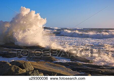 Stock Photograph - Atlantic ocean waves. Nova Scotia, Canada.. Fotosearch