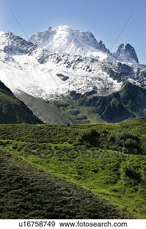 Stock Photo - Mountain peaks, Les Drus and La Verte, Col de Balme, Chamonix, France. Fotosearch