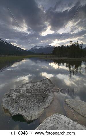 Rampart Ponds and Mount Saskatchewan, Banff National Park, Alberta, Canada View Large Photo Image Stock Photo - Rampart Ponds and Mount Saskatchewan, Banff National Park, Alberta, Canada. Fotosearch