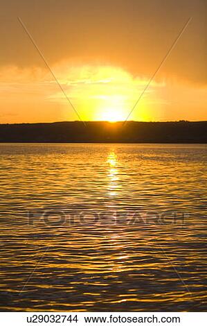 Picture - Sunset over Echo Lake, Saskatchewan, Canada. Fotosearch
