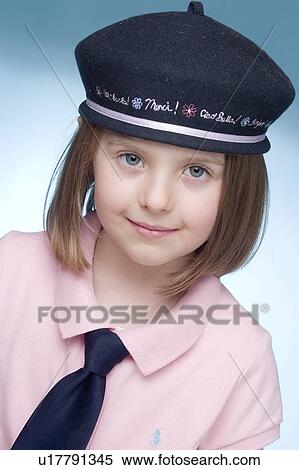 5 year old girl wearing beret and tie View Large Photo Image Stock Photography - 5 year old girl wearing beret and tie. Fotosearch