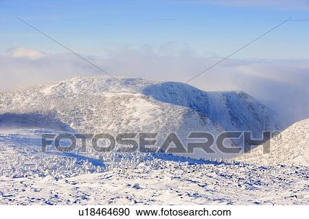 Stock Image - View of landscape from top of Mont Logan, Quebec, Canada. Fotosearch
