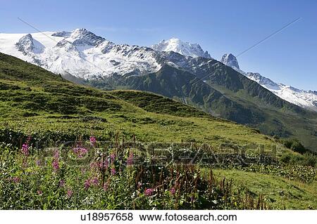 Stock Photo - View on Les Drus and La Verte, Col de Balme, Chamonix, France. Fotosearch