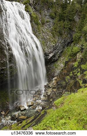 Stock Photograph - Narada Falls, Mount Rainier National Park, Washington, USA. Fotosearch