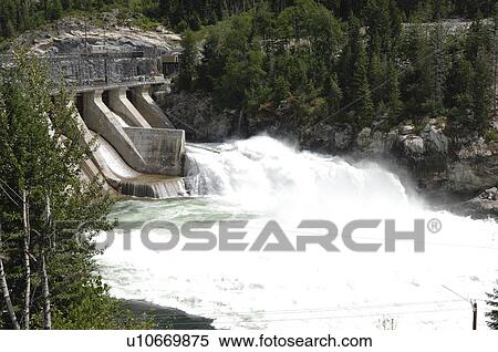 Stock Photography - Power plant waterfall, Vancouver Island, B. C.. Fotosearch