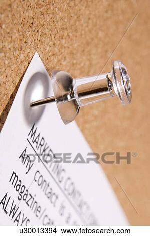 Picture - Close Up Of Thumbtack In Bulletin Board. Fotosearch