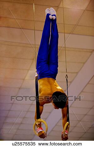 Young man practicing gymnastics on the gymnastic rings View Large Photo Image Stock Photography - Young man practicing gymnastics on the gymnastic rings. Fotosearch
