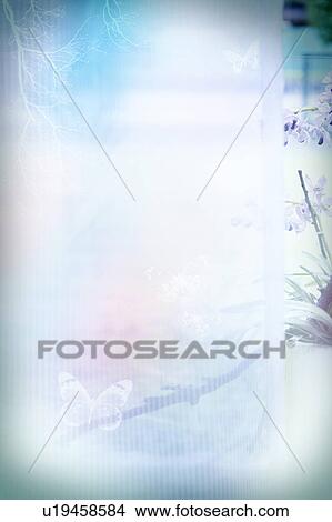 Stock Illustration - Beautiful flowers and the butterflies (composite). Fotosearch