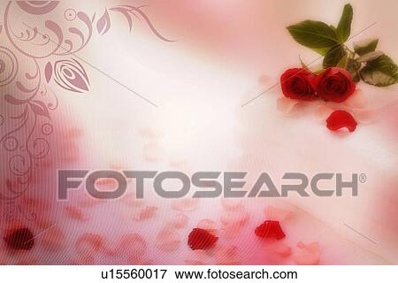Stock Illustration - Two roses and petals on the floor (composite). Fotosearch