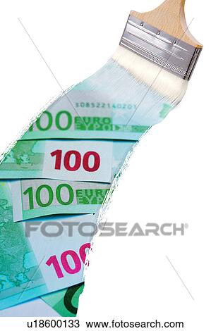 A brush and one hundred euro banknotes View Large Illustration Drawing - A brush and one hundred euro banknotes. Fotosearch