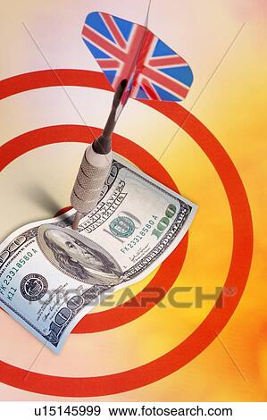 Stock Illustration - A dart shooting a paper money on the dartboard. Fotosearch