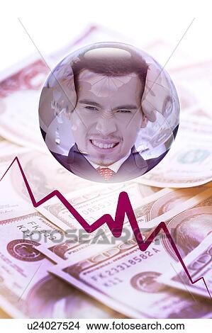 A man having headache in a bubble, with stock paper and the arrow pointing dunhill View Large Illustration Stock Illustration - A man having headache in a bubble, with stock paper and the arrow pointing dunhill. Fotosearch