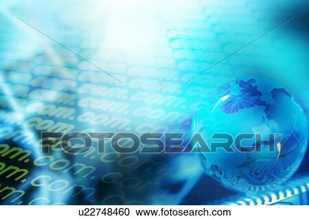 Clipart - Digitally generated image of globe and signs. Fotosearch