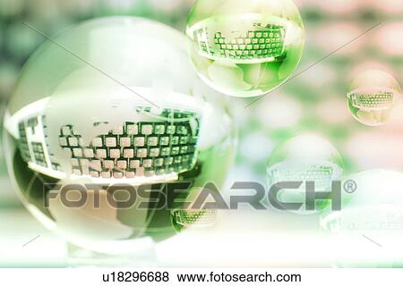 Stock Illustration - Keyboard composite in bubbles. Fotosearch