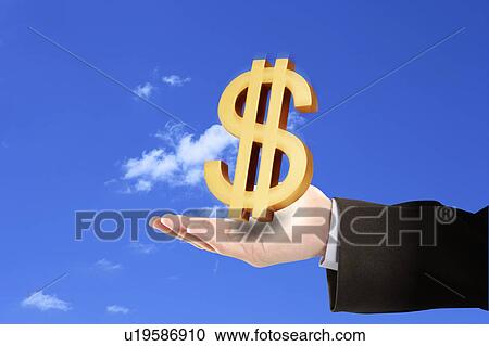 Clipart - One hand holding a dollar sign. Fotosearch