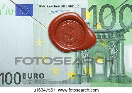 One Hundred Euro banknote and dollar sign View Large Illustration Stock Illustration - One Hundred Euro banknote and dollar sign. Fotosearch