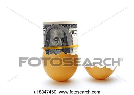 Paper money in an opened egg shell View Large Illustration Clipart - Paper money in an opened egg shell. Fotosearch