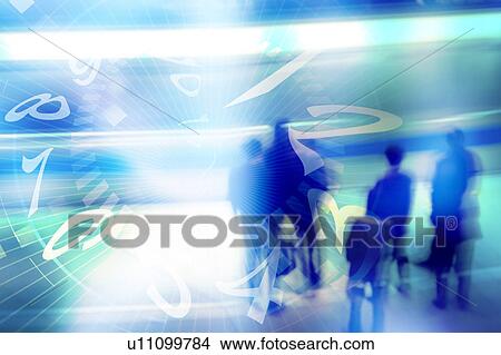 People going to work, composite with the clock View Large Illustration Stock Illustration - People going to work, composite with the clock. Fotosearch