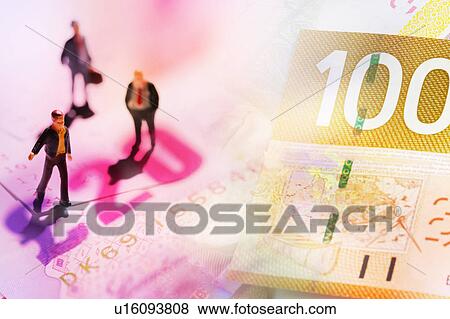 Toys standing on the paper money View Large Illustration Stock Illustration - Toys standing on the paper money. Fotosearch