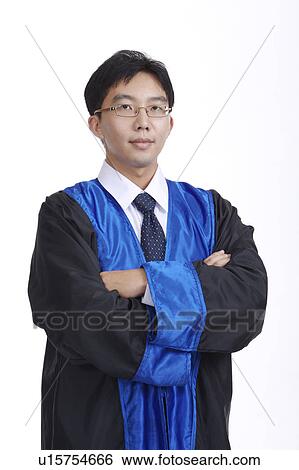 Stock Photograph - Lawyer in robe, portrait. Fotosearch