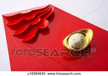 Close-up of a gold ingot on the red envelopes View Large Photo Image Stock Photography - Close-up of a gold ingot on the red envelopes. Fotosearch