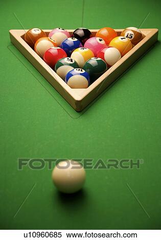 Stock Photography - Close-up of racked-up pool balls. Fotosearch