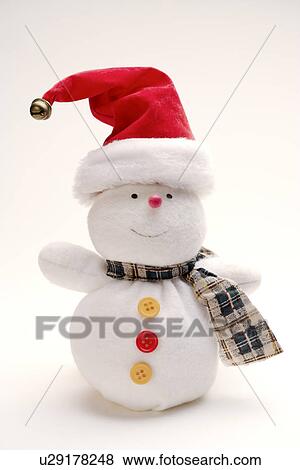 Snowman in Santa hat View Large Photo Image Stock Photo - Snowman in Santa hat. Fotosearch