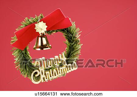 Stock Image - Wreath with bell. Fotosearch